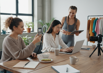 Female digital creators producing social media content representing the internetchicks creator economy