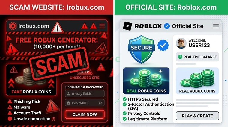Irobux.com vs Official Roblox